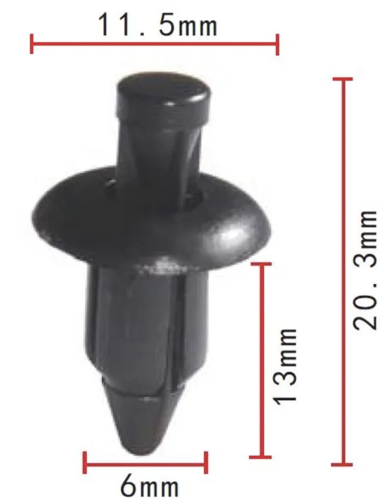 Клипса пластиковая для Infiniti, Mitsubishi, Nissan ОЕМ: 6682401G00, MR462748, 0155305313, 90116-S7S-003ZA. (внутренняя отделка).