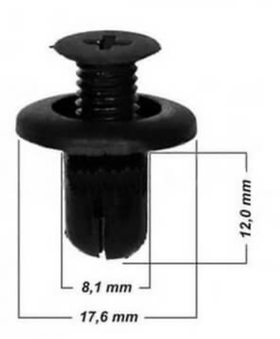 Клипса пластиковая для Ford, Hyundai, Kia, Mazda ОЕМ: 8659028000, 0G0325007A, B09251833, MB45556143 . (подкрылки, бампер, защита, внутренняя отделка).